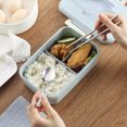 thumbnail image 2 of Leakproof Bento Box For Adults With 3 Compartment Lunch Box For With Spoon & Chopsticks Microwave Dishwasher BPA Free Meal Box With Handle, 2 of 7