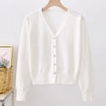 thumbnail image 2 of Timegard Cardigan for Women Lightweight Fall Cropped Solid Color Open Front Button Sweater Knit Coat, 2 of 9