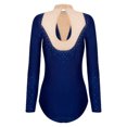 thumbnail image 4 of RUNQHUI Women's Long Sleeve Gymnastics Leotard Shiny Rhinestone Bodysuit for Acrobattics Performance 04NavyBlue S, 4 of 7