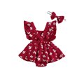 thumbnail image 3 of EYIIYE Bébé Fille Floral Robe Romper + Bandeau Volant Licou Body, 3 of 6
