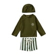thumbnail image 1 of Hiiyo Toddler Boys' Swimsuit Long Sleeved Rash Guard Shorts and Hat Quick Dry Bathing Suit, 1 of 8