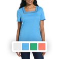 thumbnail image 4 of RAFAELLA Women's Square Neckline Short Sleeve Tee Shirt, 4 of 4