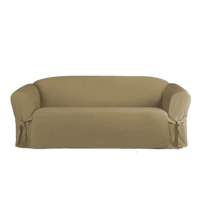 Linen Store SC406790 Microsuede Slip Furniture Protector for Sofa, Taupe