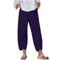 thumbnail image 2 of RXIRUCGD Capris d'Été Confortables et Amples pour Femmes, Couleur Unie, Violet, Taille : 3TG, 2 of 5