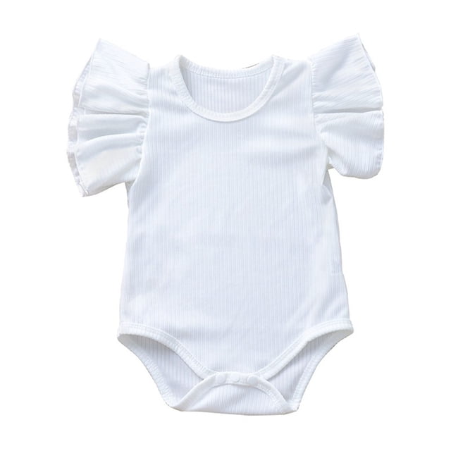MIASHUI Baby Clothes Baby Boys Girls Solid Ruffle Romper Bodysuit Clothes Outfits,White,18-24 Months