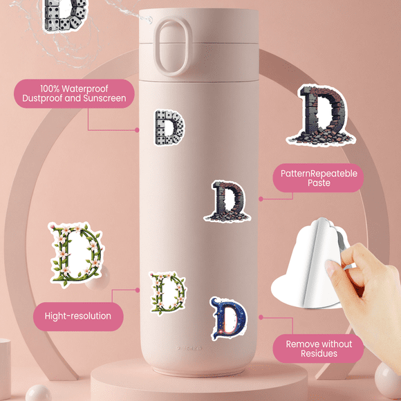 Cartoon Letter Theme Stickers, Waterproof Letter Theme Sticker for Water Bottle Laptop Phone Cases Planner Skateboard Luggage Helmet Party Favor Decor, Ideal for Adults Teens Teacher Rewards