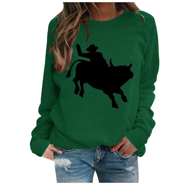 XZNGL Womens Fashion Pullover Round-Neck Long Sleeve Printed Blouses Sweatshirt Tops