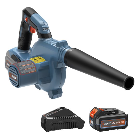 SENIX BLX2-M Souffleur de Feuilles Portatif à Batterie 20 V, 180 Mi/h à 75 Pi3/min, avec Batterie 2,5 Ah et Chargeur Inclus, Sans Fil