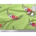 thumbnail image 2 of Soimoi Poly Georgette Fabric Leaves & Anemone Flower Print Fabric by Yard 42 Inch Wide, 2 of 3