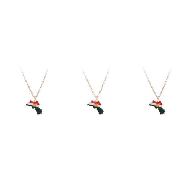 Baohd Pendentif Carte Drapeau Coloré - Se Démarquer de la Foule Charmant Collier Collier de Mode Cadeau Or 3Set