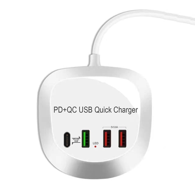 USB Charger PD 20W QC 3.0 4 Ports Quick Charge Hub Charger for Mobile Phone