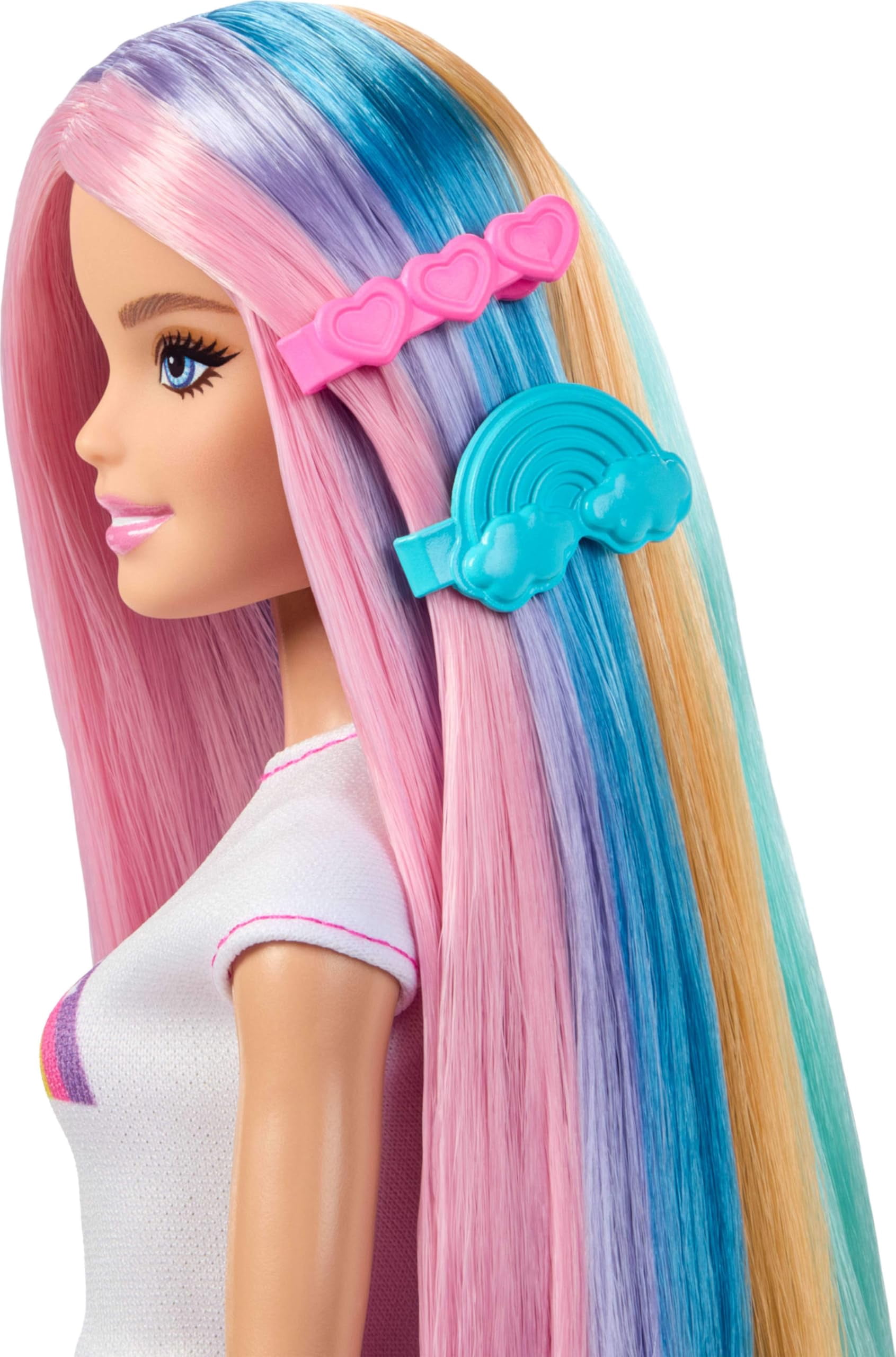 Barbie Rainbow Sparkle Hair Fashion Doll with Extra-Long Hair and 12 Styling Accessories