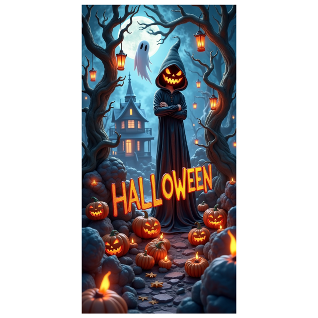 Spooky Gothic Pumpkin Banner Haunted Halloween Ghost for Holiday Decoration Party Decor Indoor Event