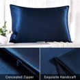 thumbnail image 3 of Both Sides Natural Pure Silk Pillowcase for Hair and Skin, 600 Thread Count 50X75cm-Navy Blue, 3 of 7
