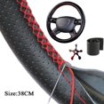 thumbnail image 4 of Hand Sewing Steering Wheel Cover Microfiber Leather Sweat-absorbent Breathable Car Steering Wheel Cover, 4 of 7