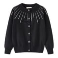 thumbnail image 1 of Cardigan en Tricot à Strass pour Filles, Col Rond, Veste Chandail en Coton, 1 of 17