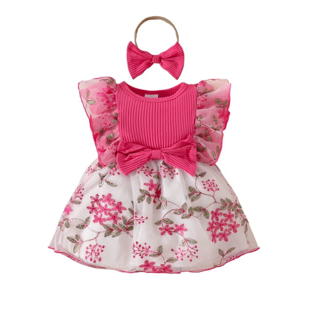 DuoJiaJ Robe en Maille Sans Manches pour Tout-Petites Filles, Robe de Fête, Robe de Danse, Robes de Princesse, Taille 9-12 Mois