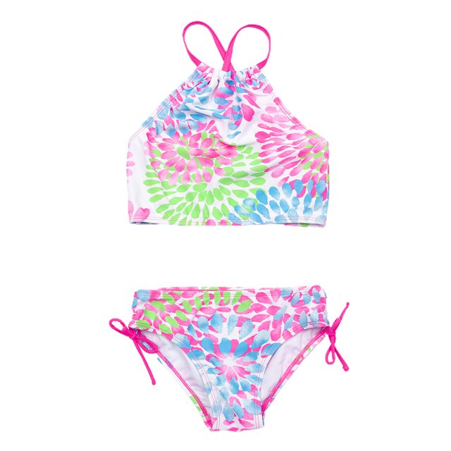 Faithtur 2Pcs Maillots de Bain d'Été pour Enfants, Hauts Floraux + Slip à Cordon