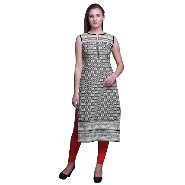 Bimba Tuniques Droites pour Femmes Imprimées Sans Manches Kurti Décontractée Robe Petite