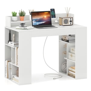 Patiojoy 43" Bureau d'ordinateur avec station de recharge intégrée Bureau domiciliaire avec trou de câble de la plate-forme de moniteur