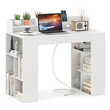 Patiojoy Bureau d'Ordinateur de 43 Pouces avec Station de Recharge Intégrée Bureau de Bureau à Domicile avec Tablette pour Moniteur Trou pour Câbles