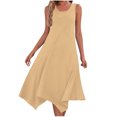 thumbnail image 2 of Ovzne Robes d'Été pour Femmes 2025 Robe de Plage Robes Sans Manches Col Rond à Cordon Décontracté Volanté Robe Trapèze Mini Grande Taille en Liquidation, 2 of 7