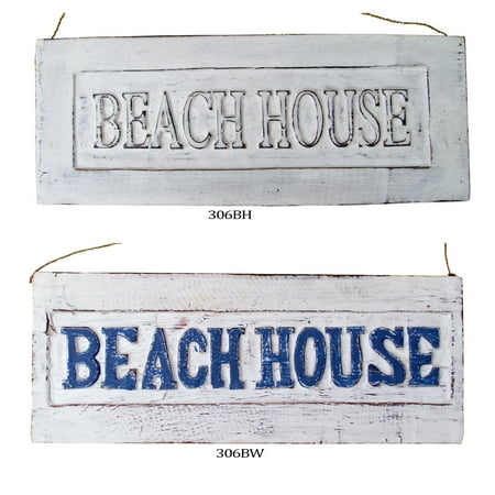 Plaque de Maison de Plage en Bois Blanc Vieilli