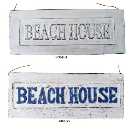 Plaque de Maison de Plage en Bois Blanc Vieilli