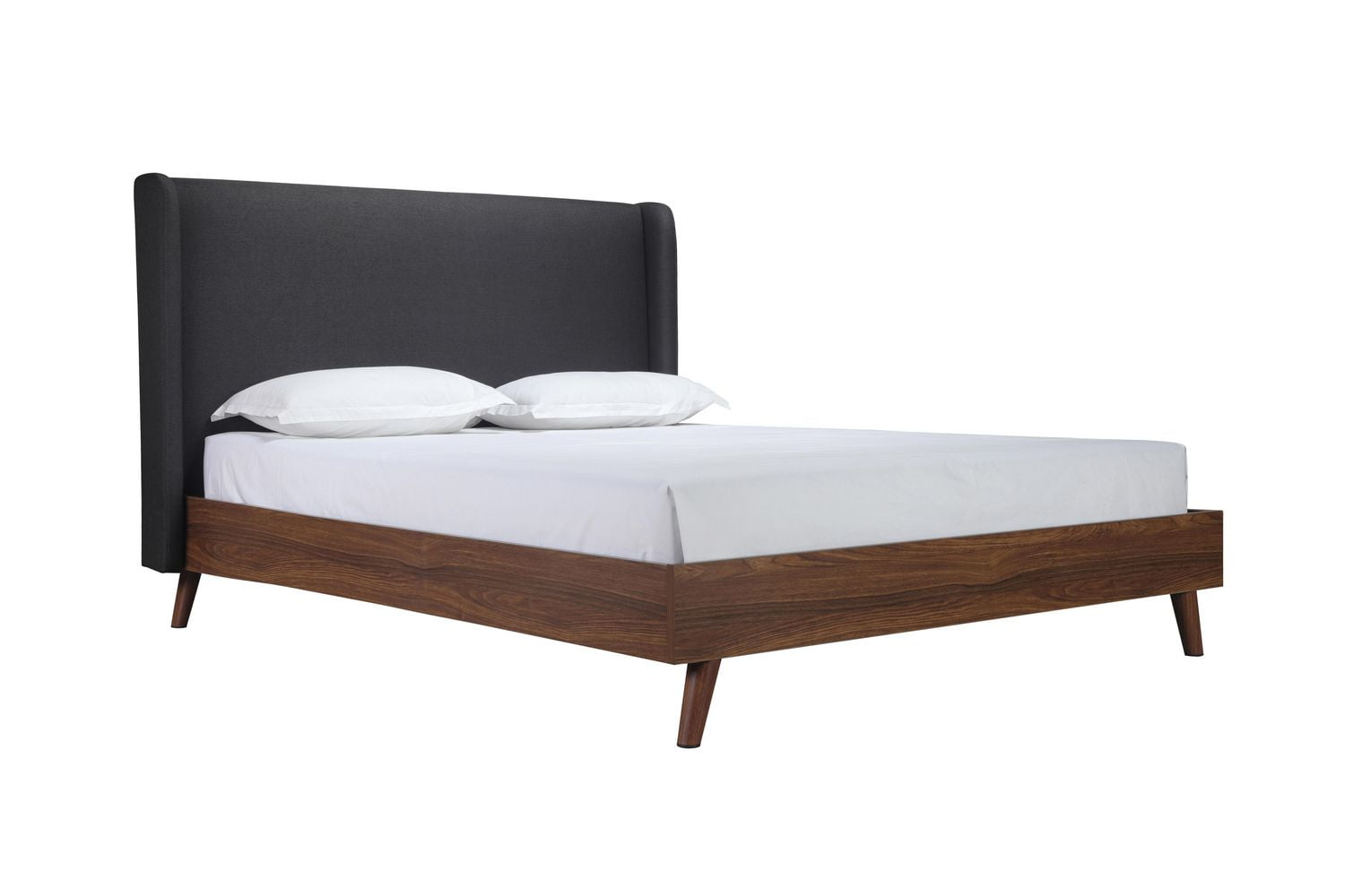 Topline Home Furnishings Queen Platform Bed with Upholstered Headboard