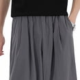 thumbnail image 4 of WRKEKC Casual Pants for Men Casual Pocket Drawstring Solid Color Elastic Waist Side Drawstring Cropped Pants for Daily Casual Outings Lounge Comfortable Wear, 4 of 5