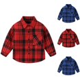 thumbnail image 1 of Tranfacy Chemises à Carreaux à Boutons pour Enfants à Manches Longues Col Rabattu Manteau d'Automne et Couche de Base, 1 of 4