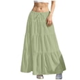 thumbnail image 1 of Women's Maxi Skirts Ruffle Tiered Flowy Swing Long Skirt Elastic Waist Drawstring Fashion Summer Beach Clothes (M, Green), 1 of 5