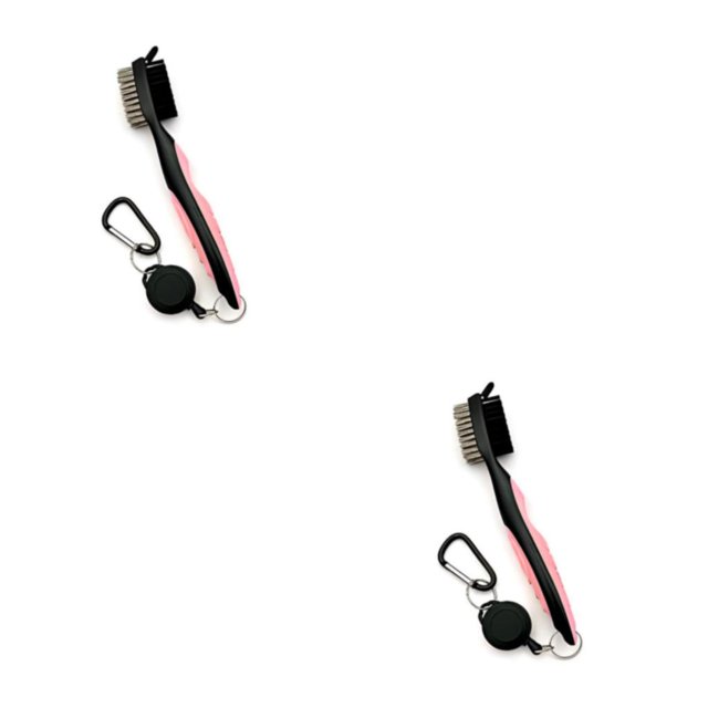Redempat Stainless Steel Golf Club Brush Portable Solid Color Shoe Brushes Pink Lidless 2Set