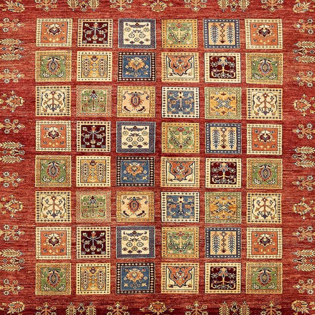 Ahgly Company Tapis d'Intérieur Carrés Abstraits Rouges Abstraits pour Aire, 4 Pieds Carré
