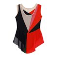 thumbnail image 4 of MSemis Kids Girls Shiny Diamond Color Block Mesh Splice Gymnastics Leotard Skating Jumpsuit Dance Red 14, 4 of 7