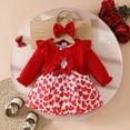 thumbnail image 2 of Splozh Ensemble de Danse pour Tout-Petit, Robe Sans Manches à Imprimé Floral Mignonne avec Nœud pour Fille Tout-Petit et Cardigan à Volants, Ensemble d'Été 2 Pcs Rouge, 2-3 Ans, 2 of 6