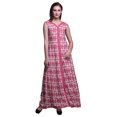 thumbnail image 1 of Bimba Robe Maxi Sans Manches à Fente avant Imprimée Teinture sur Nœuds Été Printemps pour Femmes - Grande, 1 of 5