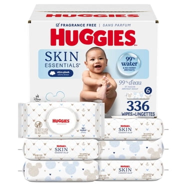 Huggies Skin Essentials Baby Wipes, 6 Flip Top Packs (336 Wipes Total) 