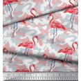 thumbnail image 3 of Soimoi Modal Satin Fabric Camouflage Texture & Flamingo Bird Print Fabric by The Yard 42 Inch Wide, 3 of 3