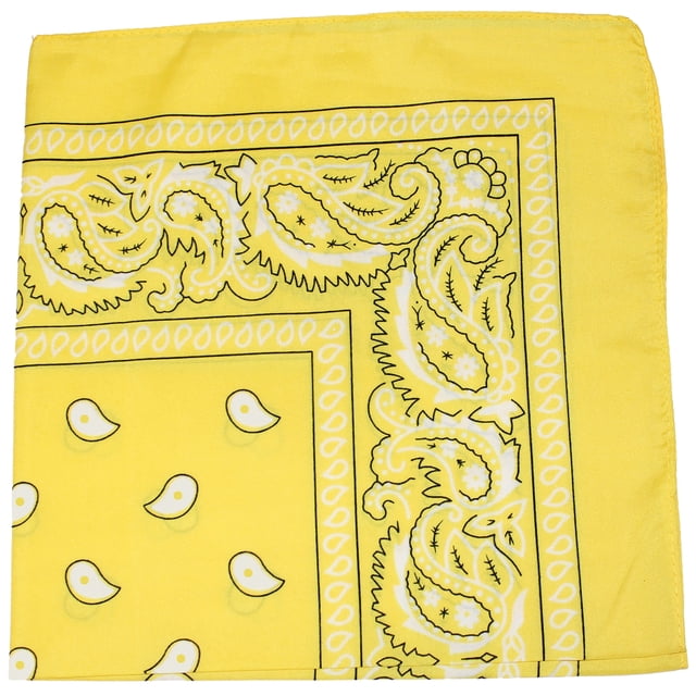 Set of 120 Mechaly Paisley Polyester Bandanas - Bulk Wholesale (Yellow)