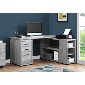 Monarch Specialties Bureau d'ordinateur, Bureau à la maison, Coin, Gauche, Installation droite, Tiroirs de rangement, Forme L, Travail, Ordinateur portable, Stratifié, Gris, Contemporain, Moderne