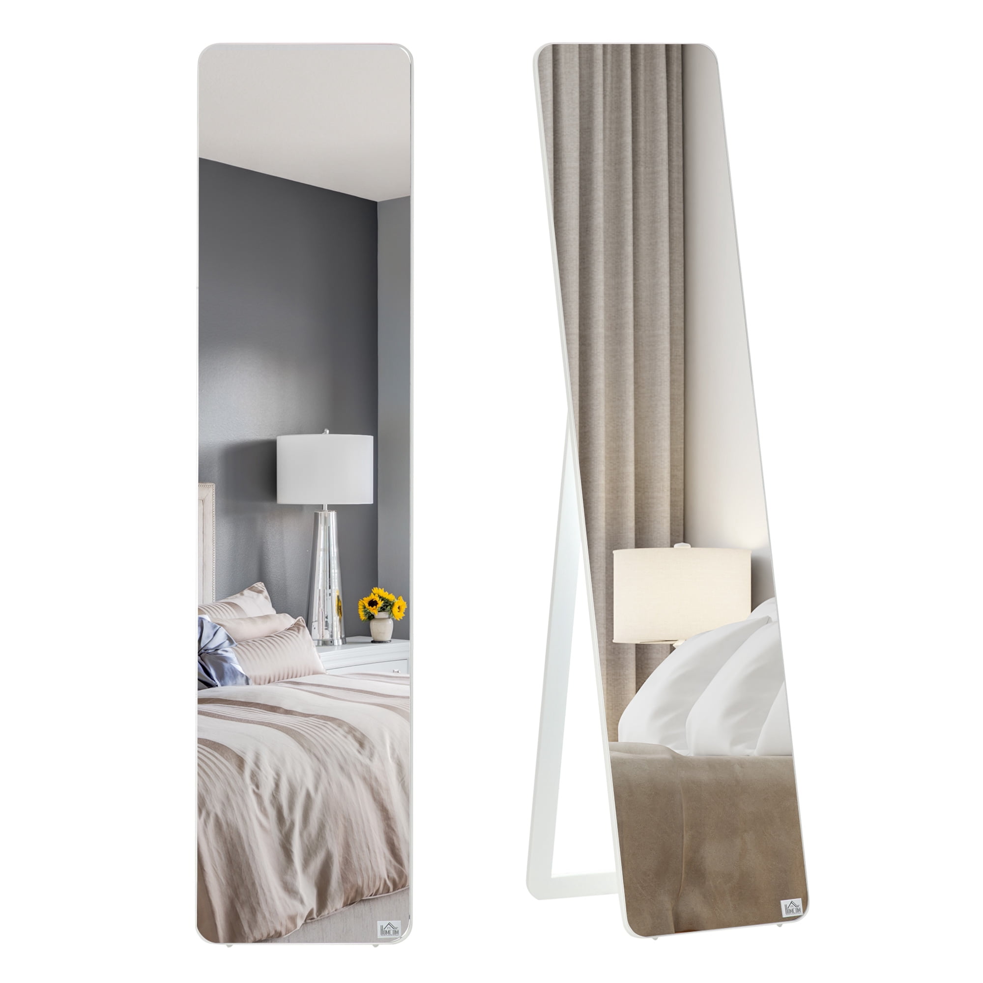 HOMCOM Full Length Mirror, Rectangular Full Body Mirror, White