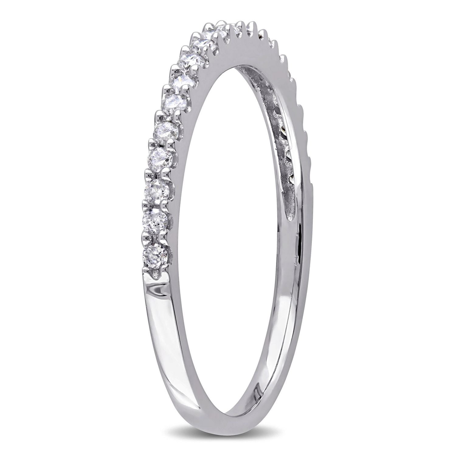 Bague semi-éternité Miabella avec diamants 1/5 CT poids total en or blanc 10K