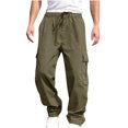 thumbnail image 1 of cfhntfmh Mens Cargo Pants Elastic Waist Drawstring Straight Leg Pants Plus Size Baggy Sports Trousers with Multi Pockets, 1 of 7