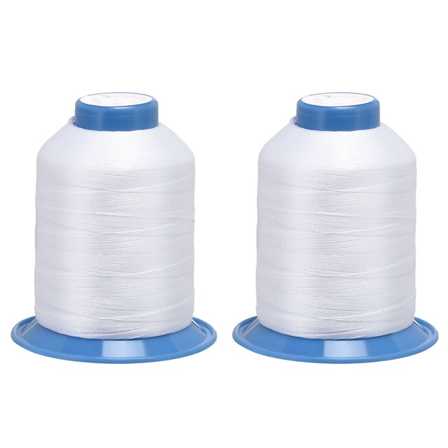 Unique Bargains Fils de Polyester Collés Extra Résistants 1312 Yards 210D/0.32mm (Blanc, Lot de 2)
