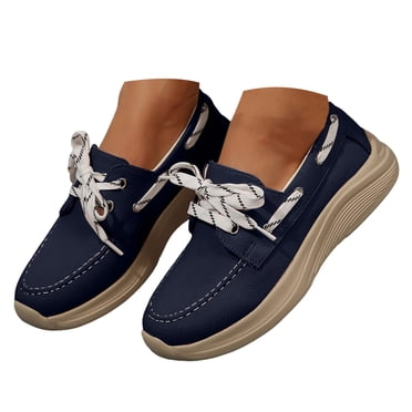 Mepaouo Mocassins pour Femmes Confortables Décontractés à Enfiler Chaussures de Marche Soutien de la Voûte Plantaire Travail Oxfords en Toile