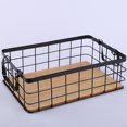 thumbnail image 4 of pitrice Wire Basket Grid Desktop Finishing Storage Baskets All-Purpose with Handles Shelf Kitchen Organizer Corner Frame Black S/32*22*11cm, 4 of 9