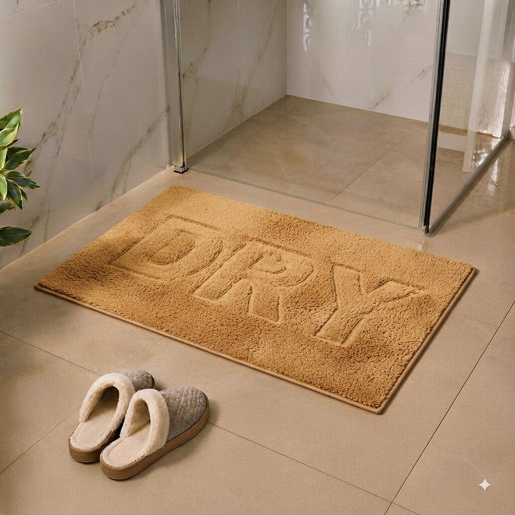 Tapis de bain moderne Home Decor Inc. motif camel avec inscription « DRY », 51 x 76 cm