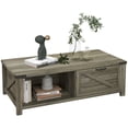 thumbnail image 1 of HOMCOM Table Basse Style Ferme avec Tiroir et Tablette de Rangement pour Salon, 1 of 10