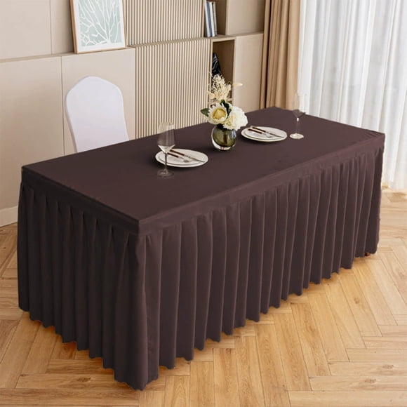 Tranfacy Décoration Maison, Housse de Table, Jupe de Table Couleur Unie, Nappe Décorative en Polyester Anti-Rides, Volantée, Banquet, Mariage